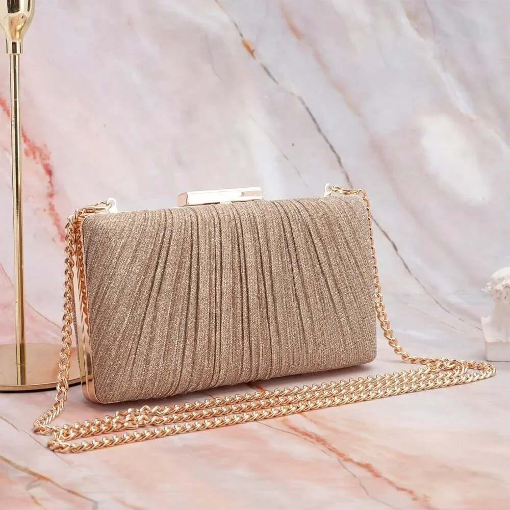 Evening Clutch Purse Vegan Leather Small Crossbody Bag for Weddings